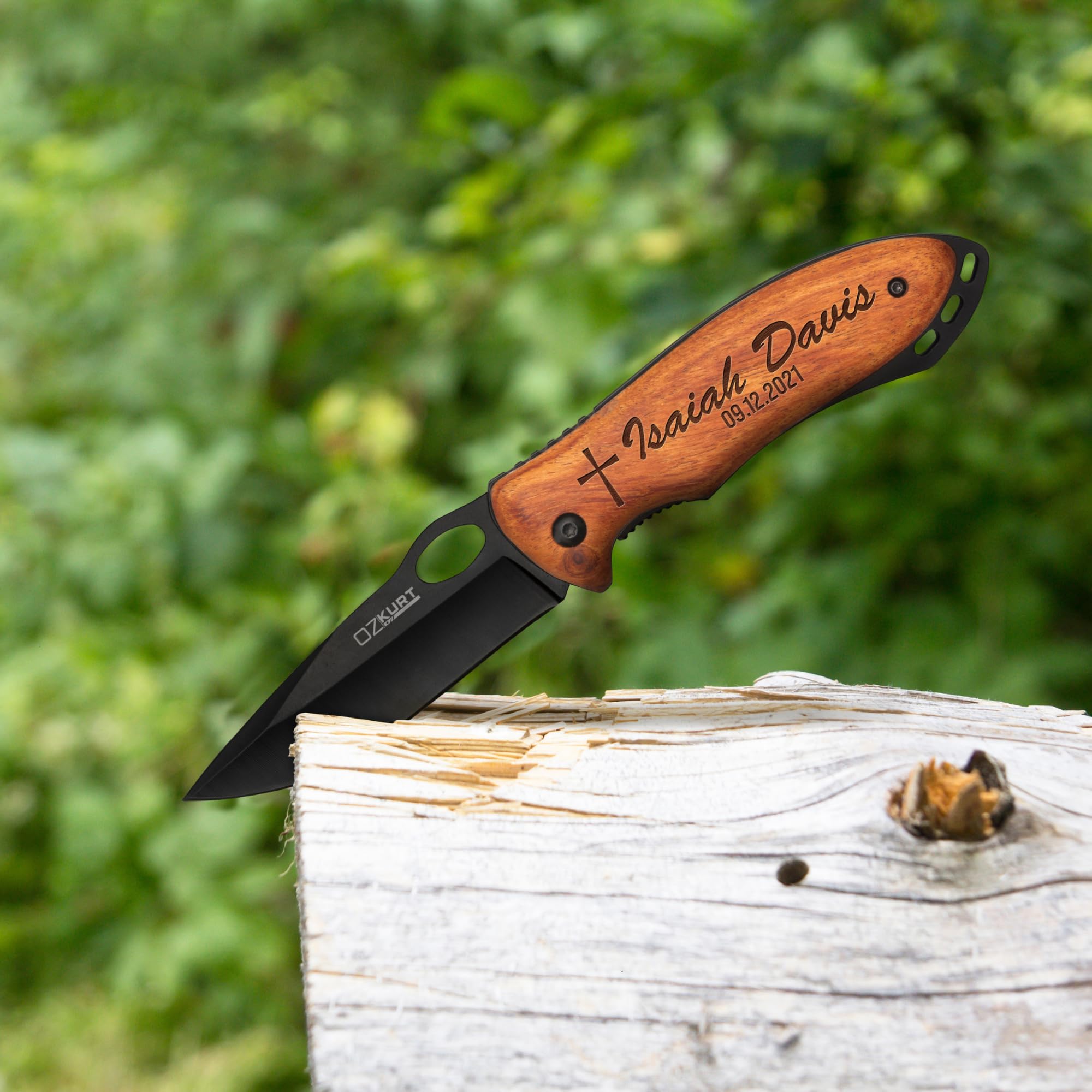 Lara Laser Works Pocket Knife for Men Personalized - 36 Icon & 20 Font Option - Men Gifts from Daughter and Son