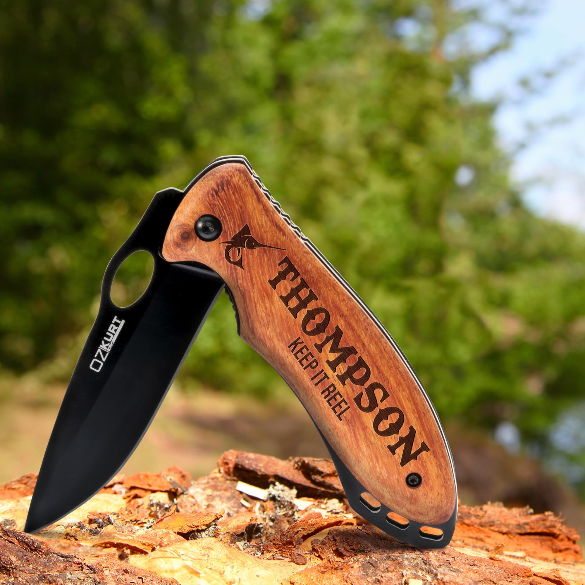 Lara Laser Works Pocket Knife for Men Personalized - 36 Icon & 20 Font Option - Men Gifts from Daughter and Son