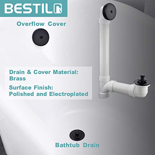 BESTILL Bathtub Drain Kit and Overflow Faceplate, Matte Black