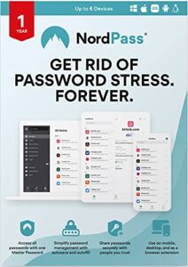 nordpass 1-year premium password manager subscription for unlimited devices - password manager software with top-tier encryption, data breach scanner, secure password sharing [physical box]
