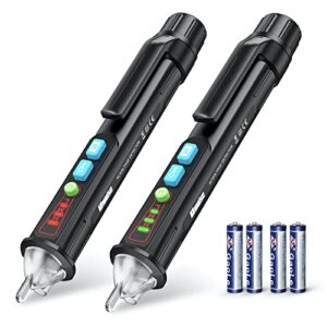 2 pcs ac non-contact voltage tester pen, christmas light bulb tester tool with sound & light alarm, electric tester pen with flashligh, live wire detector 12/48v~1000v, urwise vd11-upgrade