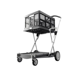 clax® the original | made in germany | multi use functional collapsible carts | mobile folding trolley | shopping cart with storage crate | platform truck (grey)