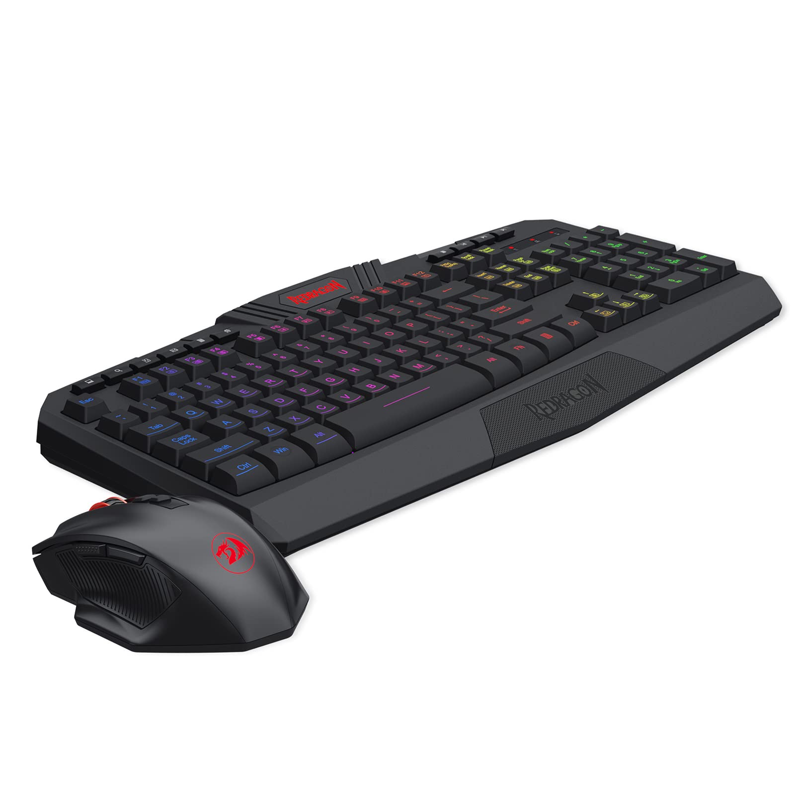 Redragon S101 Wireless Gaming Keyboard and Mouse Combo, RGB LED Backlit Keyboard, and Red Illuminated Mouse for Windows PC Gamer