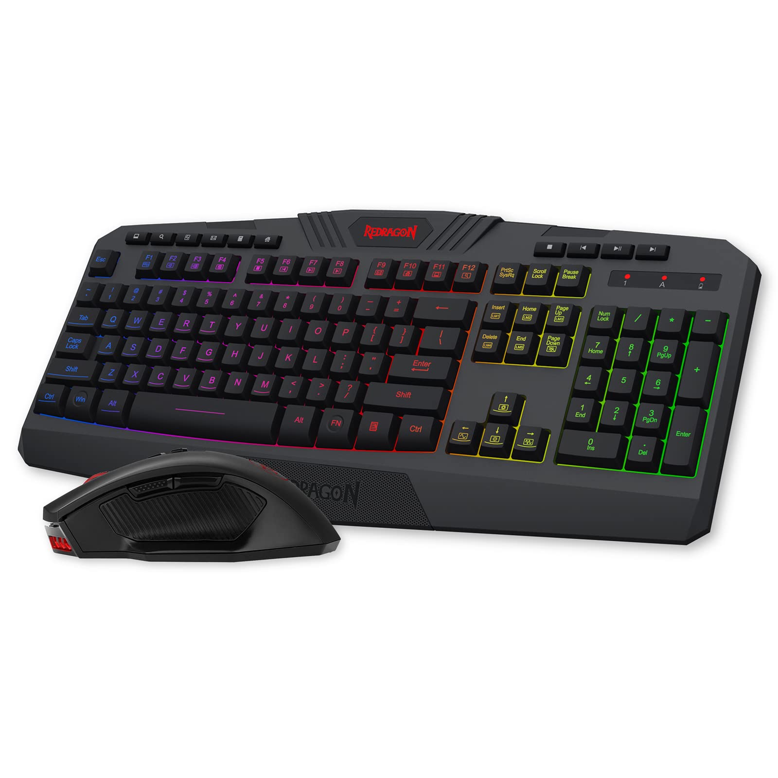 Redragon S101 Wireless Gaming Keyboard and Mouse Combo, RGB LED Backlit Keyboard, and Red Illuminated Mouse for Windows PC Gamer