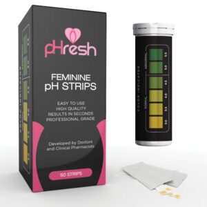 phresh vaginal ph test strips for women - measures acidity, alkalinity and ph balance for women - ph strips for bacterial vaginosis treatment & vaginal health monitoring - quick & accurate results