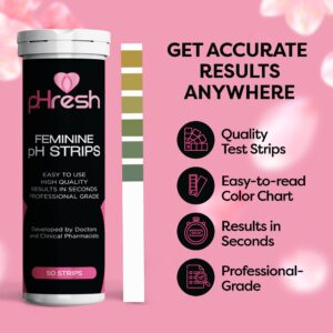 pHresh Vaginal pH Test Strips for Women - Measures Acidity, Alkalinity and pH Balance for Women - pH Strips for Bacterial Vaginosis Treatment & Vaginal Health Monitoring - Quick & Accurate Results