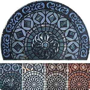 ubdyo spring half circle rug - front door mat outside entrance - half moon outdoor mat - welcome mat outdoor - door mat outdoor entrance - outside door mats for front door entry (23" 'x 36", blue)