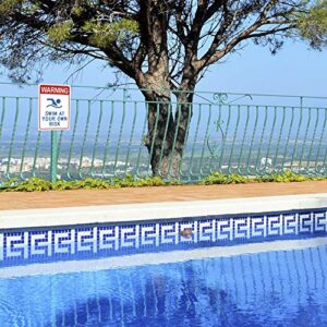 Uflashmi Warning Swim at Your Own Risk Pool Sign, Metal Pool signs for Outdoor, 10X14 in