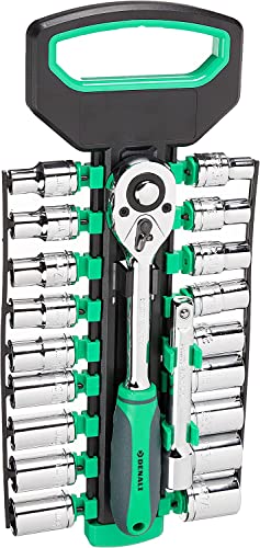 Amazon Brand - Denali 1/2-Inch, Drive Socket Set with Holder, 20-Piece