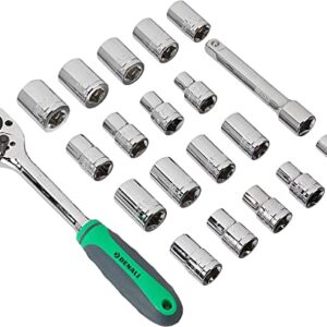 Amazon Brand - Denali 1/2-Inch, Drive Socket Set with Holder, 20-Piece