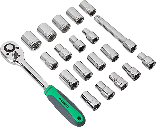 Amazon Brand - Denali 1/2-Inch, Drive Socket Set with Holder, 20-Piece