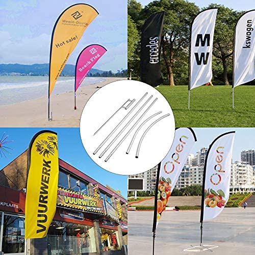 VEVOR Advertising Flag Pole, 2 x Feather Flag Bundles with Ground Spike, 16 ft Windless Flag Pole Sets with Ground Mounting Stake, 6pcs Swooper Flag Pole Kit, Sign Flag for Businesses Storefronts