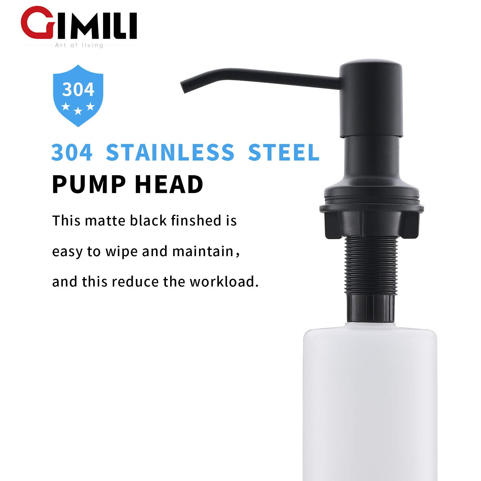 GIMILI Spring Kitchen Sink Faucet with Soap Dispenser Matte Black&Brushed Nickel