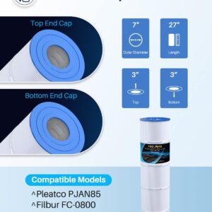 POOLPURE C-7459 Filter Replaces Jandy CL 340, PJAN85, Ultral-A8, Unicel C-7459, Filbur FC-6405, Filbur FC-0800, A0557900, R0554500, Aladdin 18504, APCC7352, 4X85 sq.ft Filter Cartridge 4 Pack