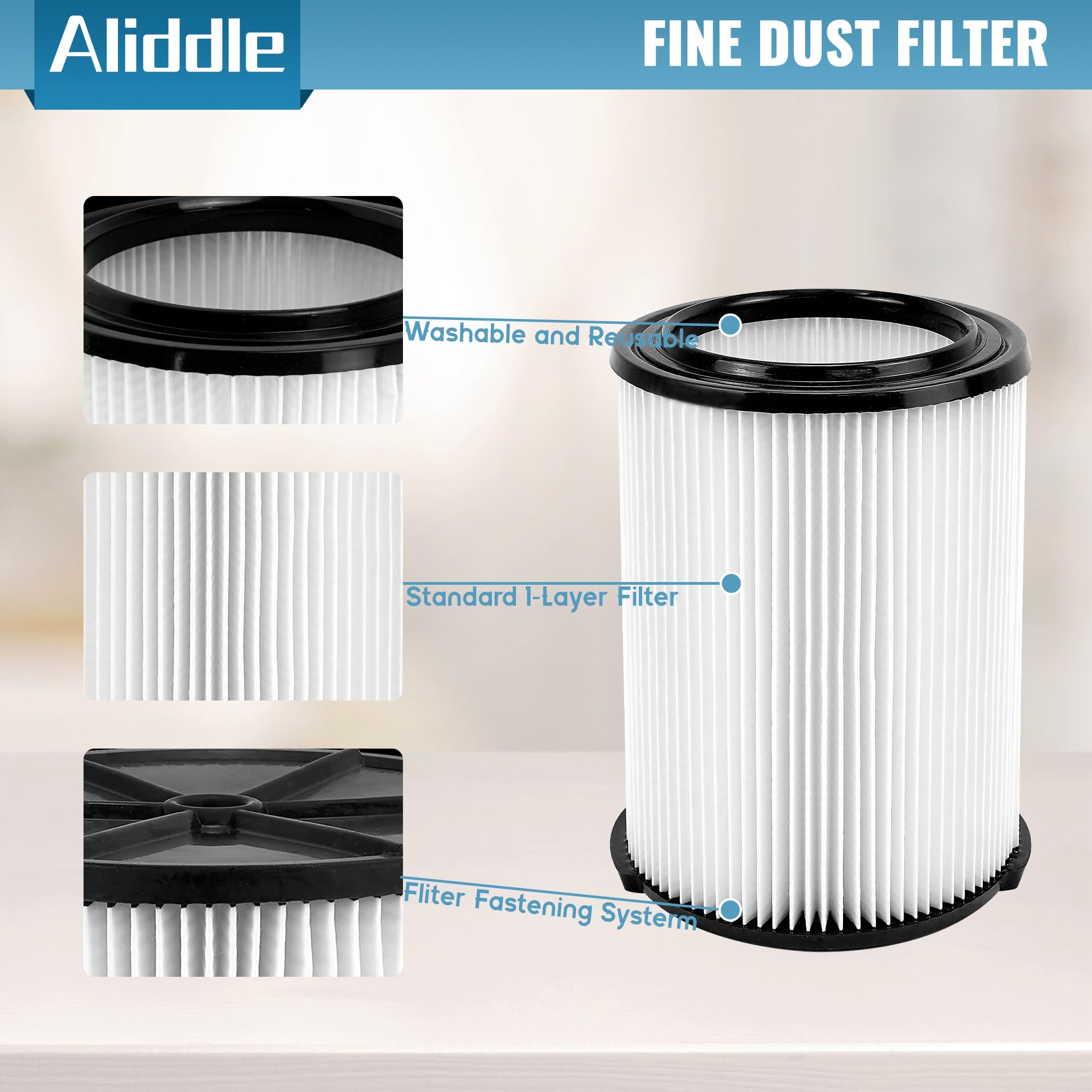 VF4000 Replacement Cartridge Filter for ridged 72947 Wet Dry Vac 5 to 20-Gallon 6-9 Gal husky Compatible with RV2400A RV2600B WD5500 WD0671，2 Pack