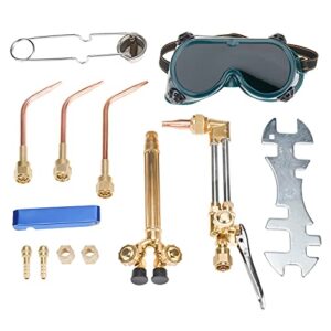 luckyhigh oxygen & acetylene cutting torch kit gas welder set 12 pcs welding and cutting tools with welding goggles, cutting nozzle & attachment