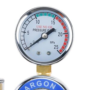 Argon Regulator CO2 Regulator Gas Welder Welding Regulator with Flowmeter 0-25 L/MIN and 0-25 MPA Pressure Gauge CGA580 Inlet Connection for TIG Welder MIG Welding