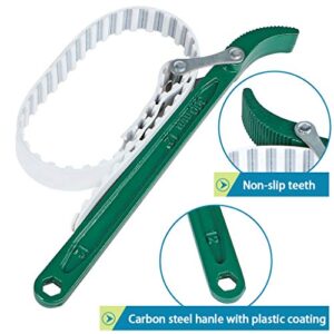 Skelang Belt Strap Wrench 12", Adjustable Strap Wrench with 23" Capacity, Multi-Purpose Steel Wire Belt Wrench for Replacing Water Filter, Oil Filter, Pipe Joints