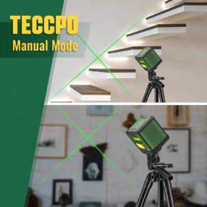 Self-Leveling Laser Level, TECCPO 100ft/30m Green Cross Line Laser, ±3mm/10m Leveling Accuracy, Horizontal and Vertical Line for Construction Picture Hanging, Home Renovation Floor Tile