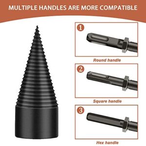 Wood Splitter Drill Bit 3PCS hex Shank firewood Drill bit,firewood Drill bit Wood Splitter. Square Handle, Bit Removable Cones Kindling Wood Splitting logs bits Heavy Duty Electric Drills Screw Cone