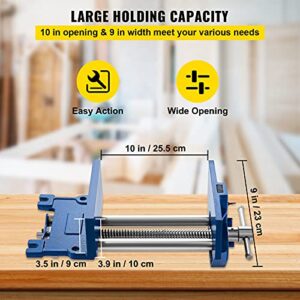 VEVOR Woodworking Vise, 9 Inch Woodworking Bench Vise Heavy-Duty Cast Iron Wood Working Vise, Quick Release Woodworker's Vise 10" Jaw Opening, Front Screw Vise for Woodworking, Cutting, and Drilling