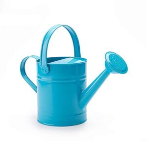 firlar traditional metal watering can, 1.5l small steel plant watering can with long spout, garden garden water pot with sprinkler head easy pour pot for bonsai indoors and outdoors, blue