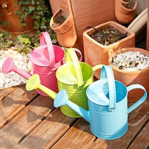 Firlar Traditional Metal Watering Can, 1.5L Small Steel Plant Watering Can with Long Spout, Garden Garden Water Pot with Sprinkler Head Easy Pour Pot for Bonsai Indoors and Outdoors, Blue