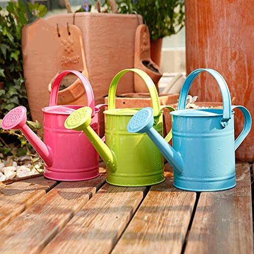 Firlar Traditional Metal Watering Can, 1.5L Small Steel Plant Watering Can with Long Spout, Garden Garden Water Pot with Sprinkler Head Easy Pour Pot for Bonsai Indoors and Outdoors, Blue