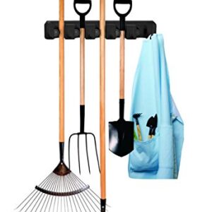 IdeaWorks 5 Slot Wall Mounted Keep Your Home Clean and Organized – for Small Tools, Brooms, Mops, Rakes Size, One Color