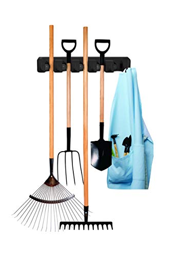 IdeaWorks 5 Slot Wall Mounted Keep Your Home Clean and Organized – for Small Tools, Brooms, Mops, Rakes Size, One Color