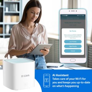 D-Link M15/2 Eagle Pro AI Mesh WiFi 6 Router System (2-Pack) AX1500 - Multi-Pack for Smart Wireless Internet Network, Voice Control