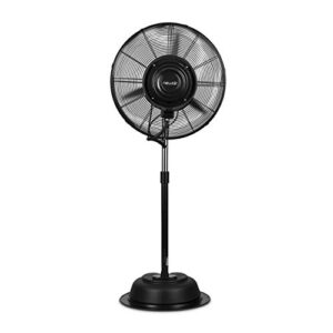 newair 24" pedestal misting fan | 7500 cfm | adjustable mist levels | water tank | 3 fan speeds | black mister fan | perfect for the patio, back yard, or outdoor dining space