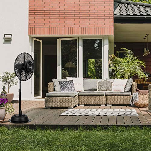 NewAir 24" Pedestal Misting Fan | 7500 CFM | Adjustable Mist Levels | Water Tank | 3 Fan Speeds | Black Mister Fan | Perfect for the Patio, Back Yard, or Outdoor Dining Space