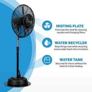 NewAir 24" Pedestal Misting Fan | 7500 CFM | Adjustable Mist Levels | Water Tank | 3 Fan Speeds | Black Mister Fan | Perfect for the Patio, Back Yard, or Outdoor Dining Space