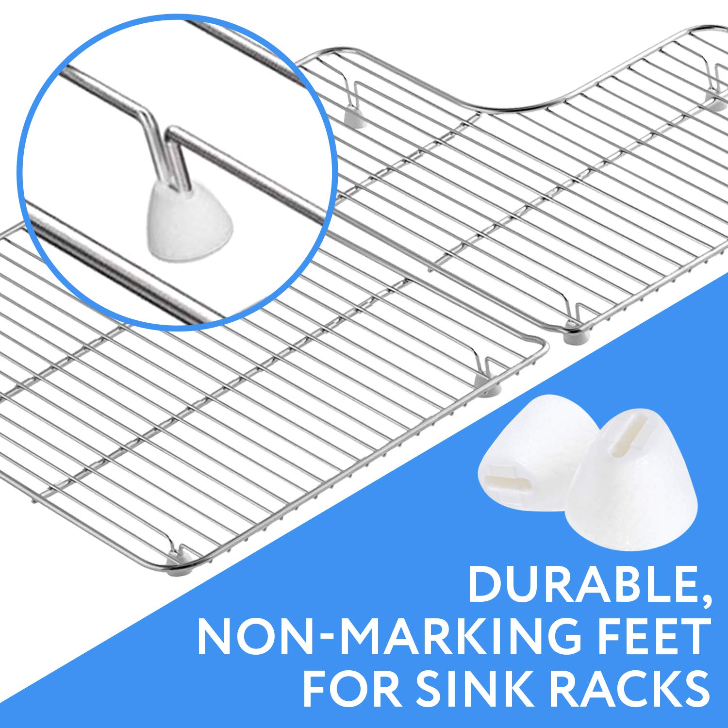 IMPRESA [24 Pack] Kitchen Sink Rack Feet in White, Replacement for Kohler Rack Feet for Part 84544-0 Compatible with Kohler Kitchen Sink Racks, Premium Quality Durable Feet for Long Lasting Stability