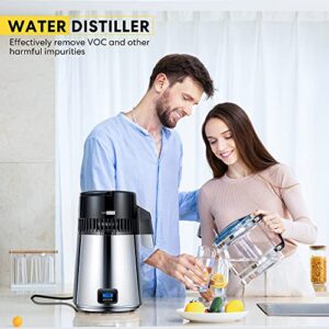 VIVOHOME Digital Control 4L 750W 304 Stainless Steel Water Distiller Countertop with LCD Screen Distilled Water Machine for Home Office