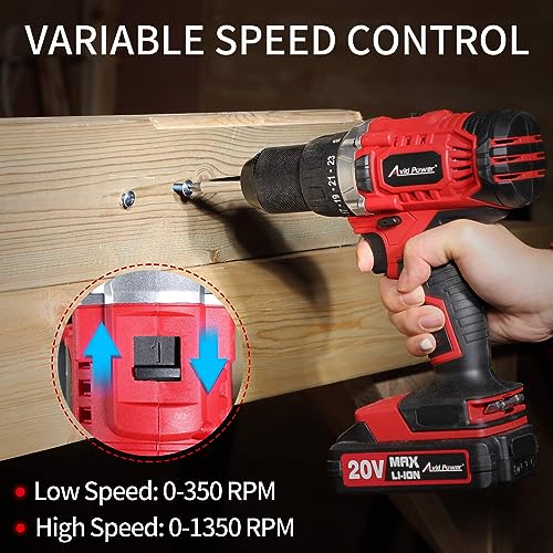 AVID POWER Drill Set Cordless 20V Electric Drill with Battery and Fast Charger, Variable Speed, 23+1 Torque Setting, 23pcs Accessories Drill Kit, Hand Drill with 1/2-Inch Metal Keyless Chuck