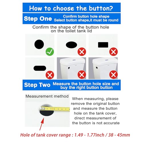 Teaayako Toilet Push Button 38mm Thread Diameter Dual Push Flushing Button Adjustable Toilet Water Tank Button,Black