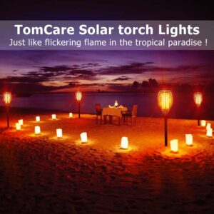 TomCare Solar Outdoor Lights 43" Higher & Larger Flickering Flames 96 LED Solar Torch Lights Outdoor Waterproof Solar Powered Garden Lights Decorative Landscape Lights for Yard Patio Christmas, 4 Pack