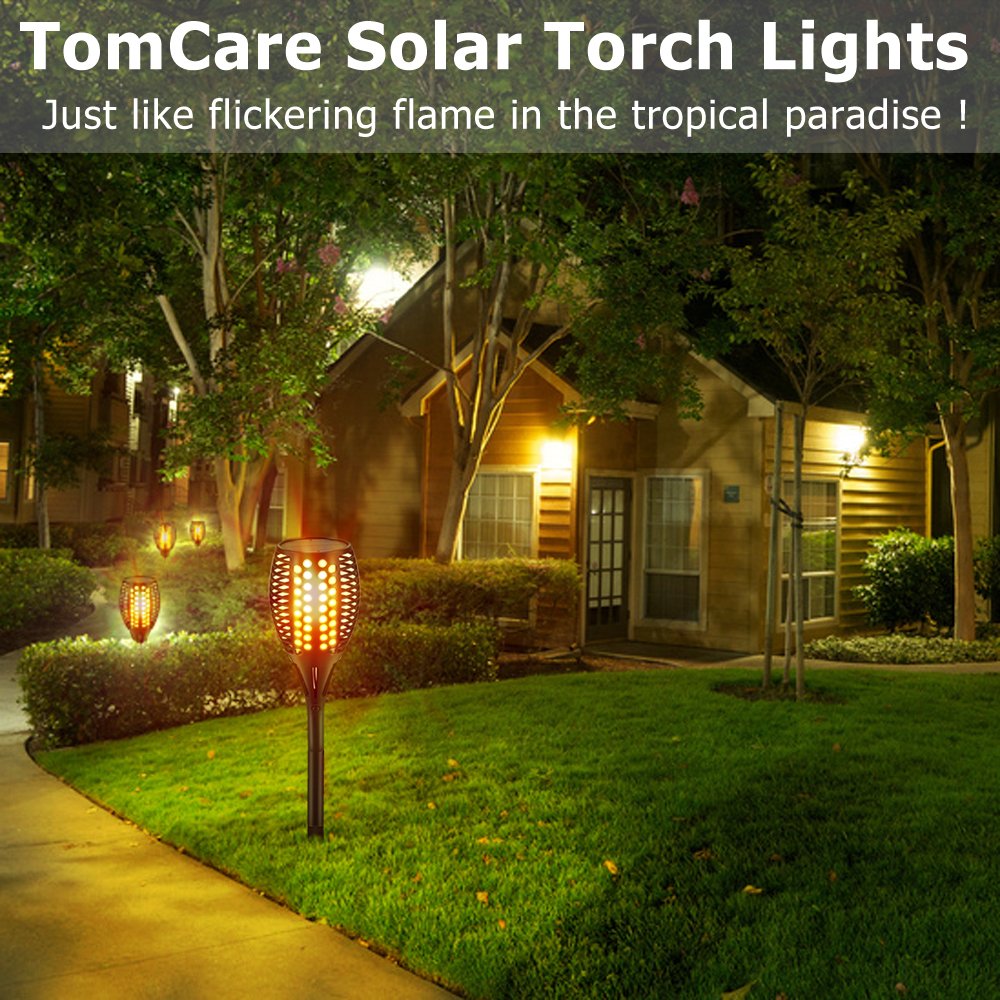 TomCare Solar Outdoor Lights 43" Higher & Larger Flickering Flames 96 LED Solar Torch Lights Outdoor Waterproof Solar Powered Garden Lights Decorative Landscape Lights for Yard Patio Christmas, 4 Pack