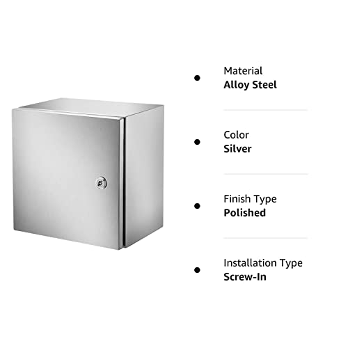 VEVOR Steel Electrical Box 12" x 12" x 8" Electrical Enclosure Box 304 Stainless Steel Electronic Equipment Enclosure Box IP65 Weatherproof Wall-Mounted Metal Electrical Enclosure with Mounting Plate