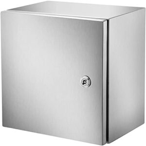 vevor steel electrical box 12" x 12" x 8" electrical enclosure box 304 stainless steel electronic equipment enclosure box ip65 weatherproof wall-mounted metal electrical enclosure with mounting plate