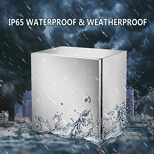 VEVOR Steel Electrical Box 12" x 12" x 8" Electrical Enclosure Box 304 Stainless Steel Electronic Equipment Enclosure Box IP65 Weatherproof Wall-Mounted Metal Electrical Enclosure with Mounting Plate