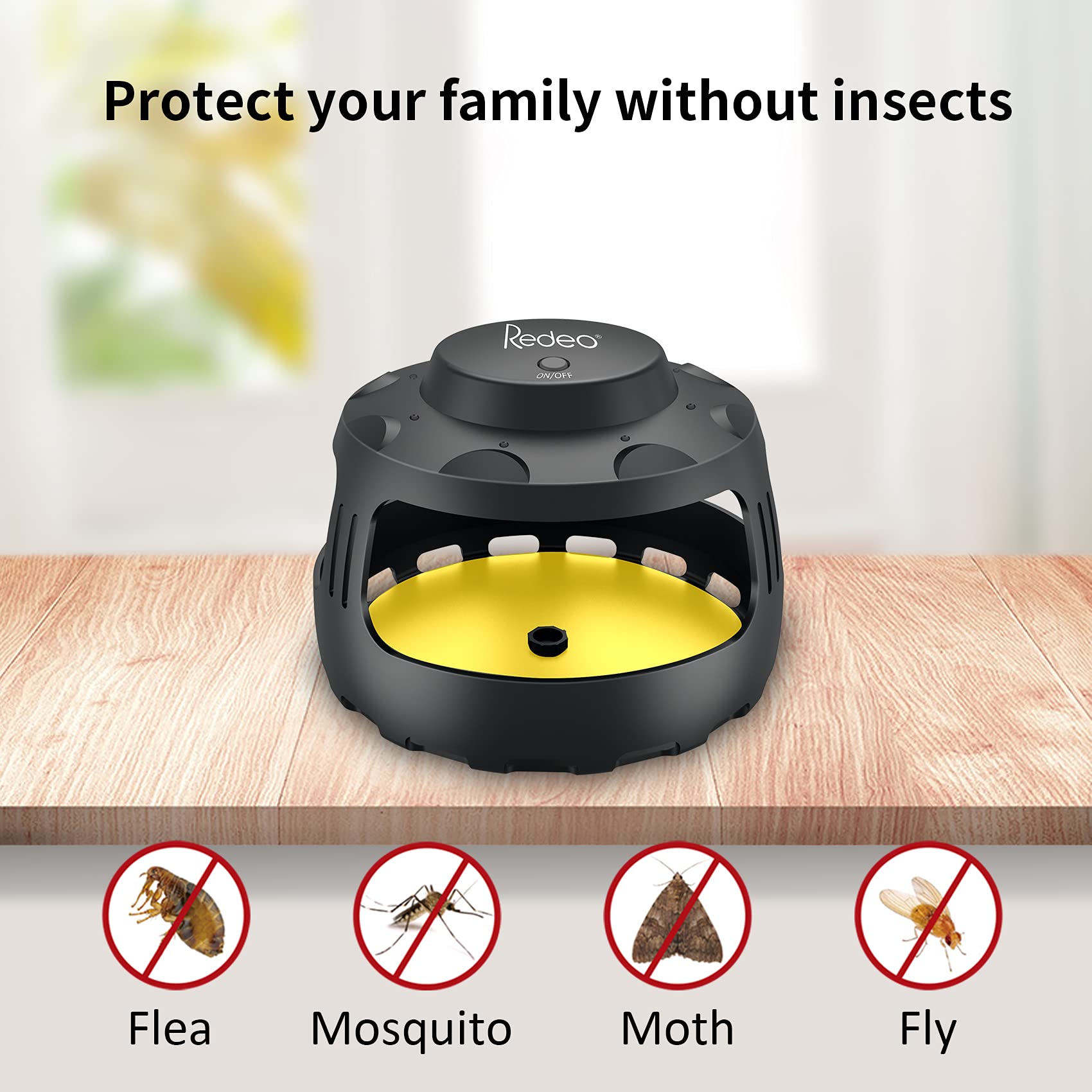 Redeo Flea Trap and Sticky Insect Pad Bed with Glue Discs Natural Fly Killer Trap Light for Mosquitoes and Flies, Best Pest Control and Safe for Family Indoor Use and Pets