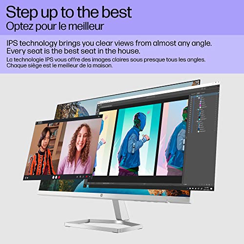 HP 24-inch FHD Monitor with AMD FreeSync Technology (2021 Model, M24fw),Silver, 15.62"D x 21.09"W x 6.97"H