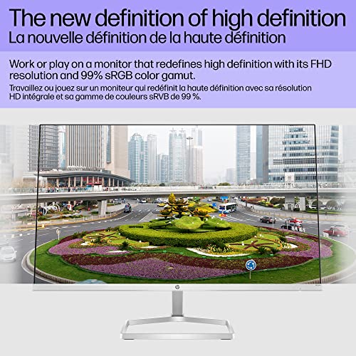 HP 24-inch FHD Monitor with AMD FreeSync Technology (2021 Model, M24fw),Silver, 15.62"D x 21.09"W x 6.97"H