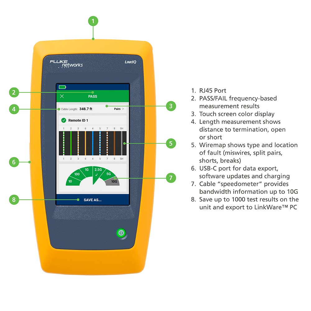 Fluke Networks LIQ-100 LinkIQ Cable + Network Tester, Gray