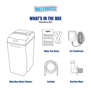 WaterBoss Water Softener System for Whole Home (36,400 Grain) - Filters Iron, Calcium, Ferrous Iron, Dirt and Sediment - Whole House Softening Using Less Salt - Model 900