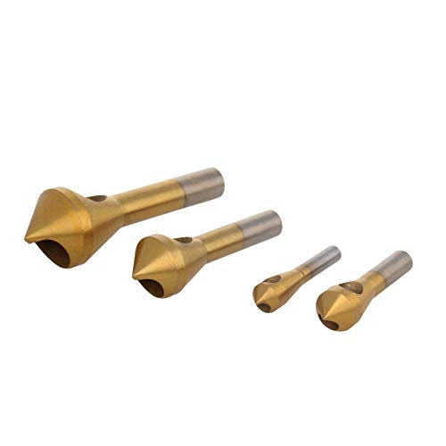 Auniwaig Countersink Chamfer Titanium Coated Tool Deburring Tool Set Metal Wood Drill Bits HSS 4pcs