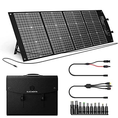 ELECAENTA 120W Portable Solar Panel for Power Station, 24% High Efficiency, PD 45W USB C/DC/QC 3.0, Foldable Monocrystalline ETFE Solar Charger, IPX5 Waterproof for Outdoors Camping Off Grid